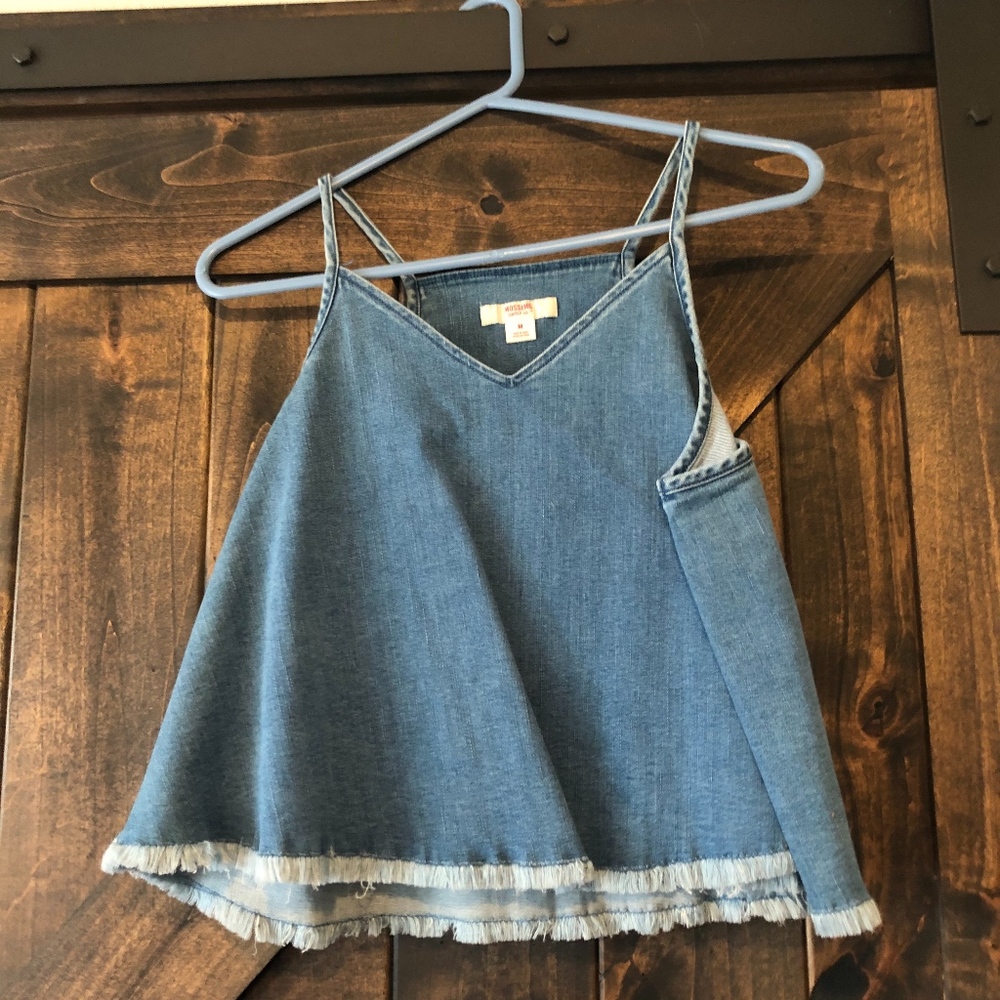 Cropped Denim Tank Top